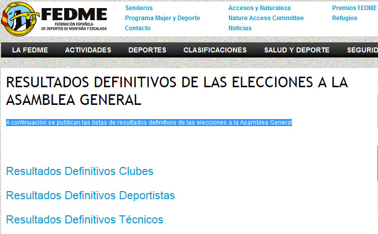 Elecciones Fedme resultados